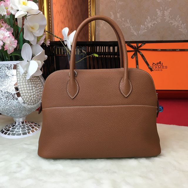 Hermes original togo leather medium bolide 31 bag B031 brown