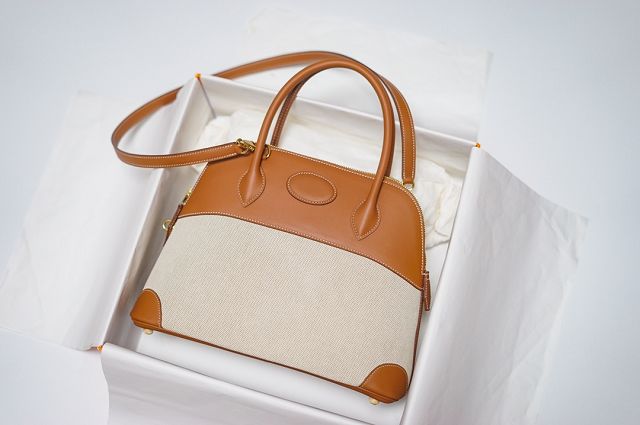 Hermes handmade original canvas medium bolide 31 bag B031 white&brown