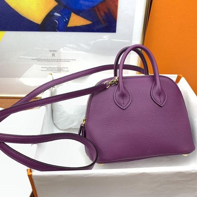 Hermes original chevre leather mini bolide bag H018 anemone 