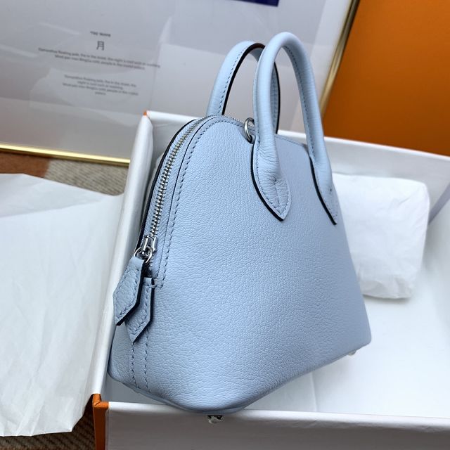 Hermes original chevre leather mini bolide bag H018 blue brume