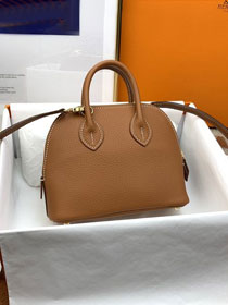 Hermes original chevre leather mini bolide bag H018 gold brown