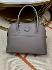 Hermes original epsom leather small bolide 27 bag B027 gris etain