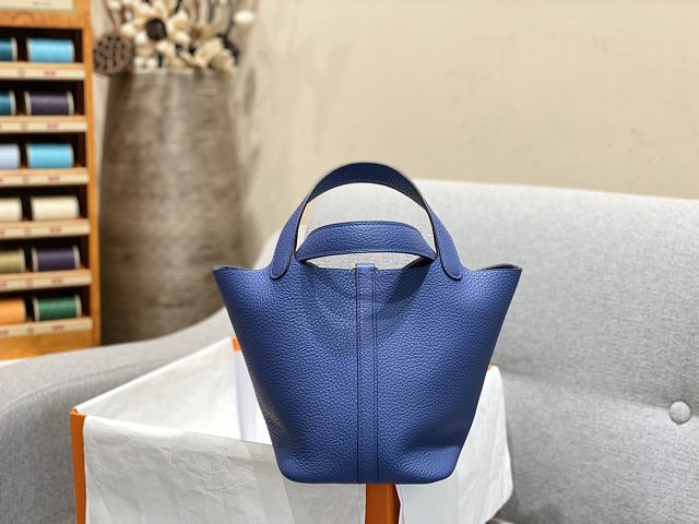 Hermes original togo leather small picotin lock bag HP0018 blue brighton