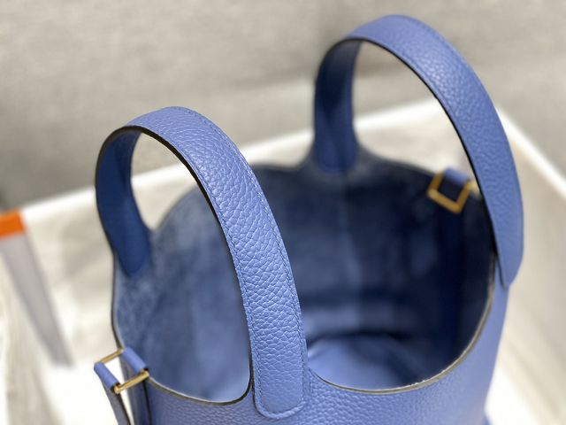 Hermes original togo leather small picotin lock bag HP0018 blue brighton