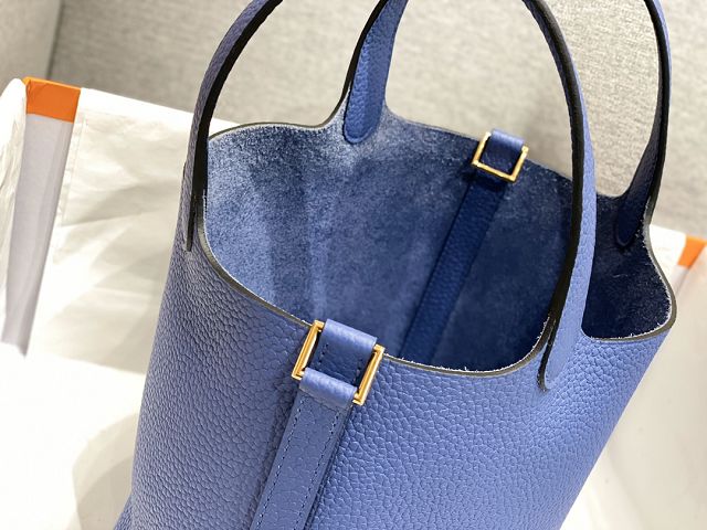 Hermes original togo leather picotin lock bag HP0022 blue brighton