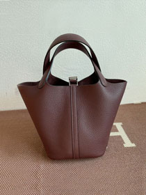 Hermes original togo leather small picotin lock bag HP0018 bordeaux