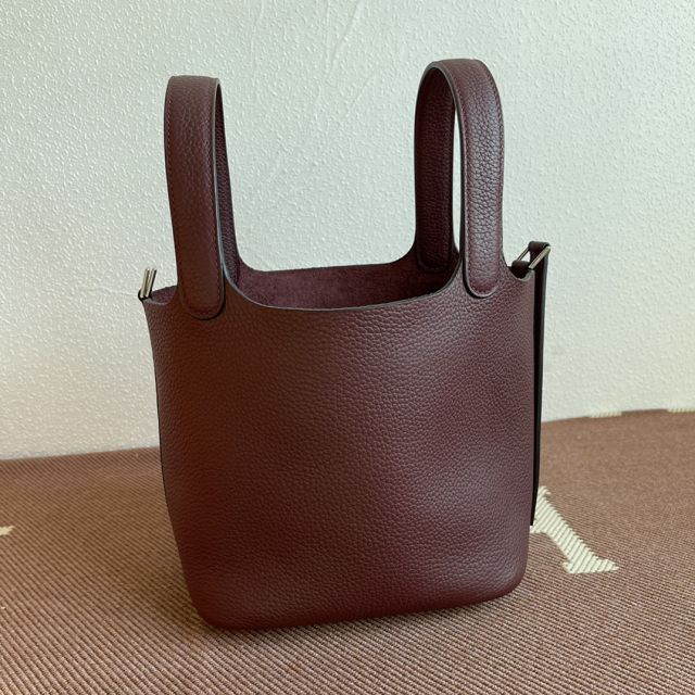 Hermes original togo leather small picotin lock bag HP0018 bordeaux