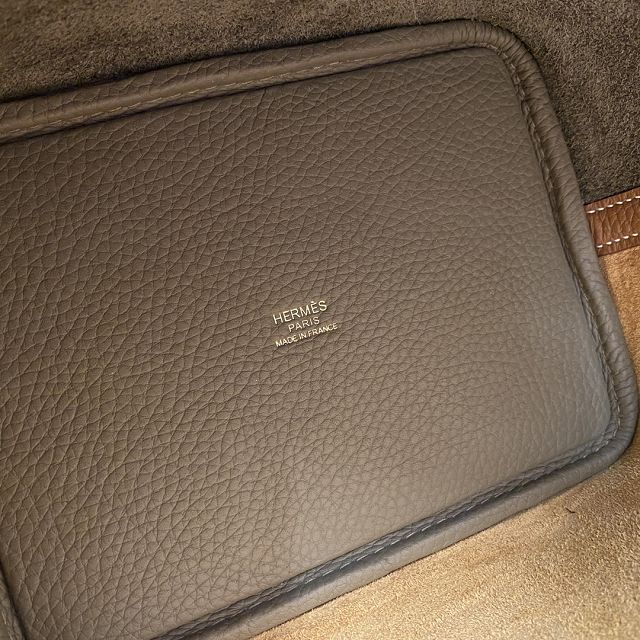 Hermes original togo leather small picotin lock bag HP0018 brown&grey