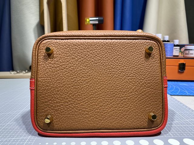 Hermes original togo leather small picotin lock bag HP0018 brown&red