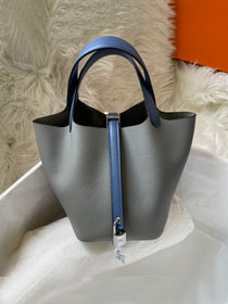 Hermes original togo leather small picotin lock bag HP0018 gris mouette