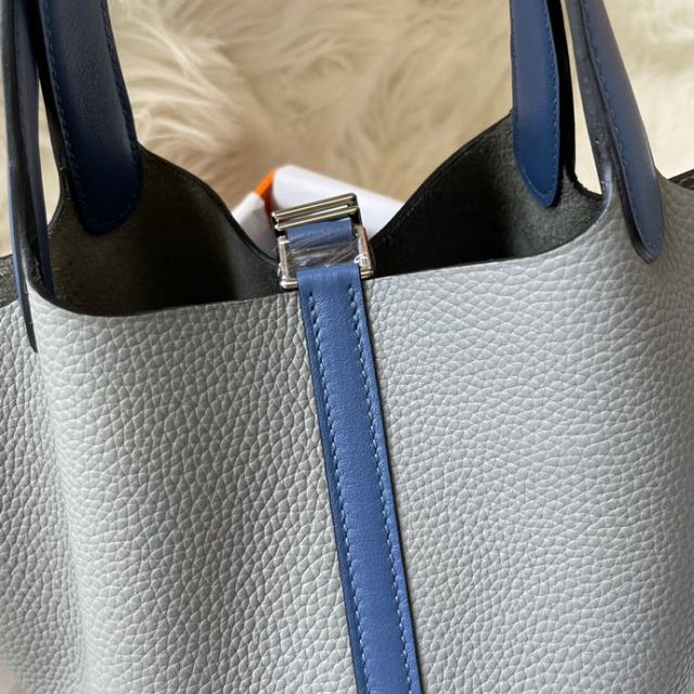 Hermes original togo leather picotin lock bag HP0022 gris mouette	