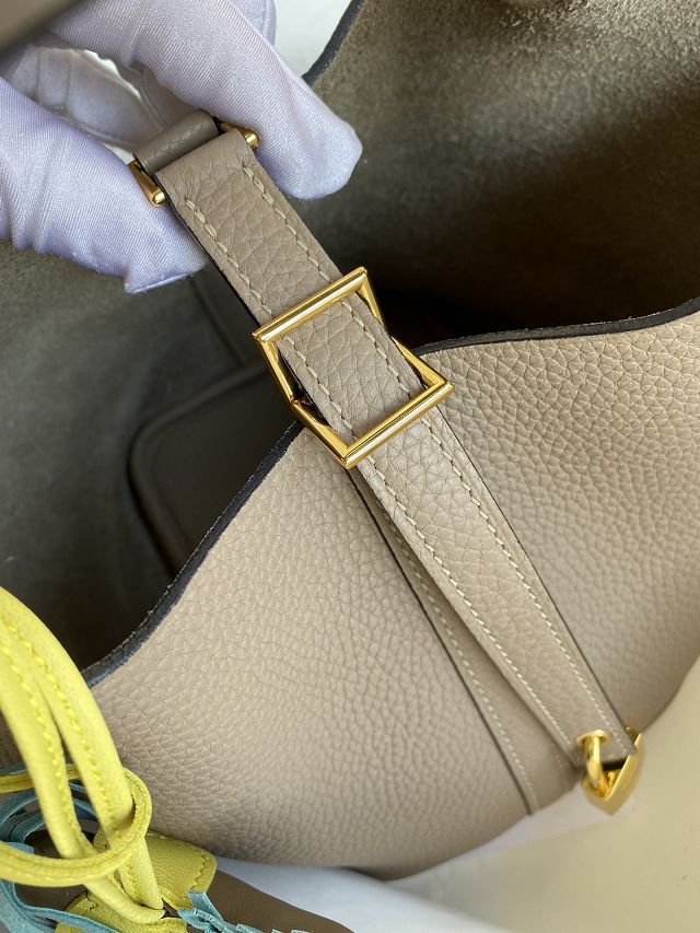 Hermes original togo leather picotin lock bag HP0022 gris tourterelle