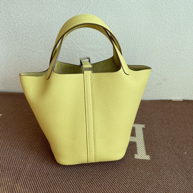 Hermes original togo leather small picotin lock bag HP0018 jaune poussin