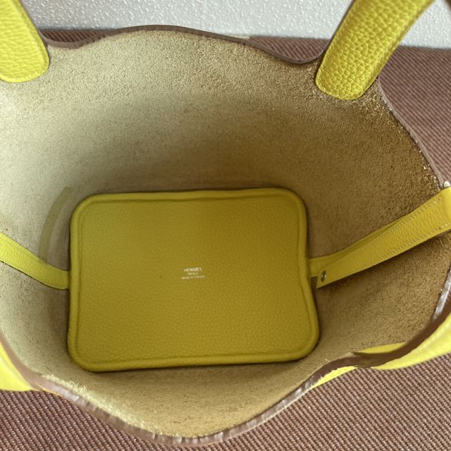 Hermes original togo leather small picotin lock bag HP0018 lemon yellow