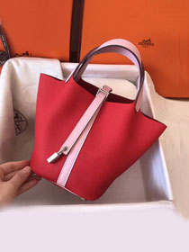 Hermes original togo leather small picotin lock bag HP0018 red&pink