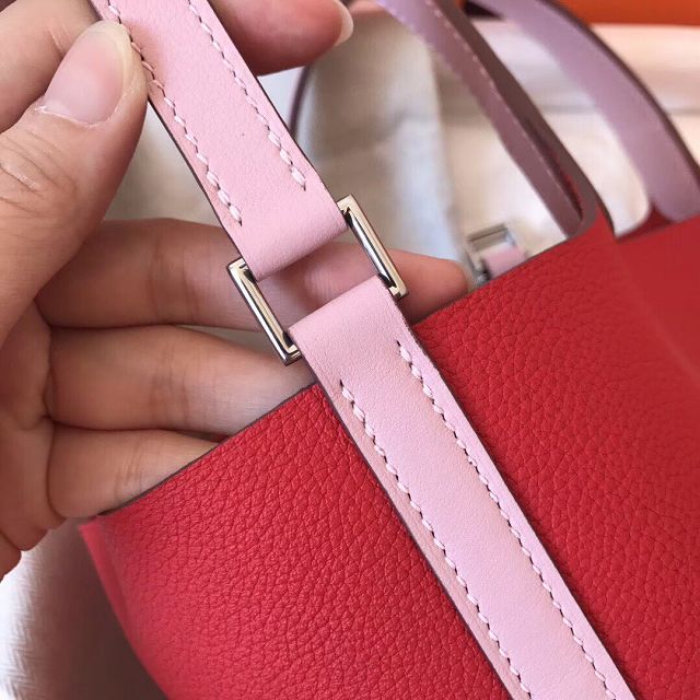 Hermes original togo leather small picotin lock bag HP0018 red&pink