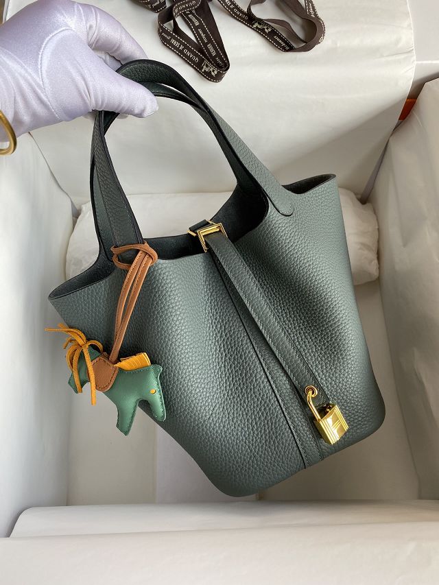 Hermes original togo leather picotin lock bag HP0022 vert amande