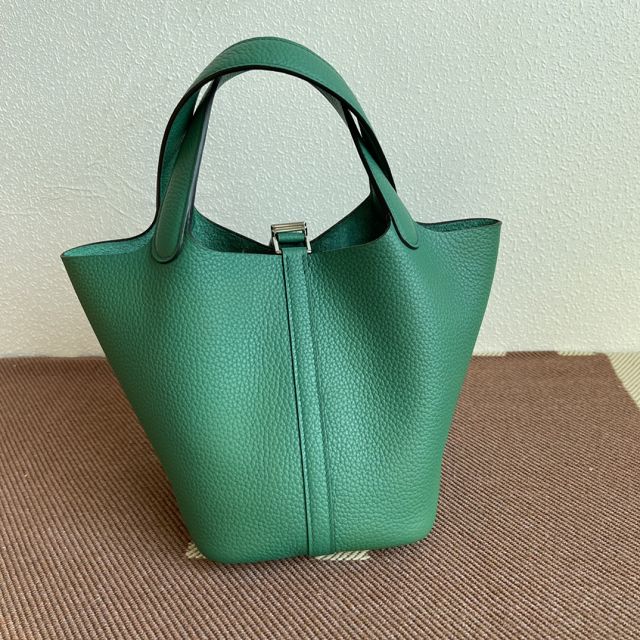 Hermes original togo leather small picotin lock bag HP0018 vert verigo