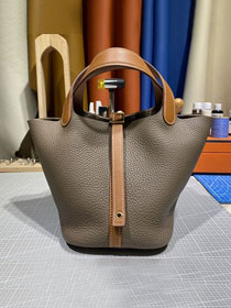 Hermes original togo leather picotin lock bag HP0022 etoupe grey