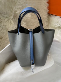 Hermes original togo leather picotin lock bag HP0022 gris mouette	