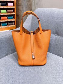 Hermes original togo leather small picotin lock bag HP0018 abricot