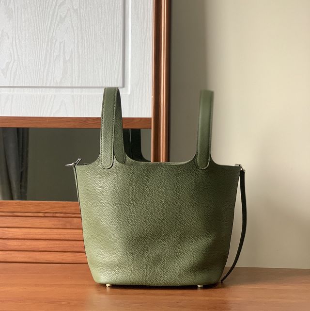 Hermes original togo leather small picotin lock bag HP0018 army green