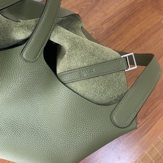 Hermes original togo leather picotin lock bag HP0022 army green