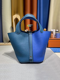 Hermes original togo leather small picotin lock bag HP0018 blue