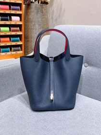 Hermes original togo leather small picotin lock bag HP0018 dark blue