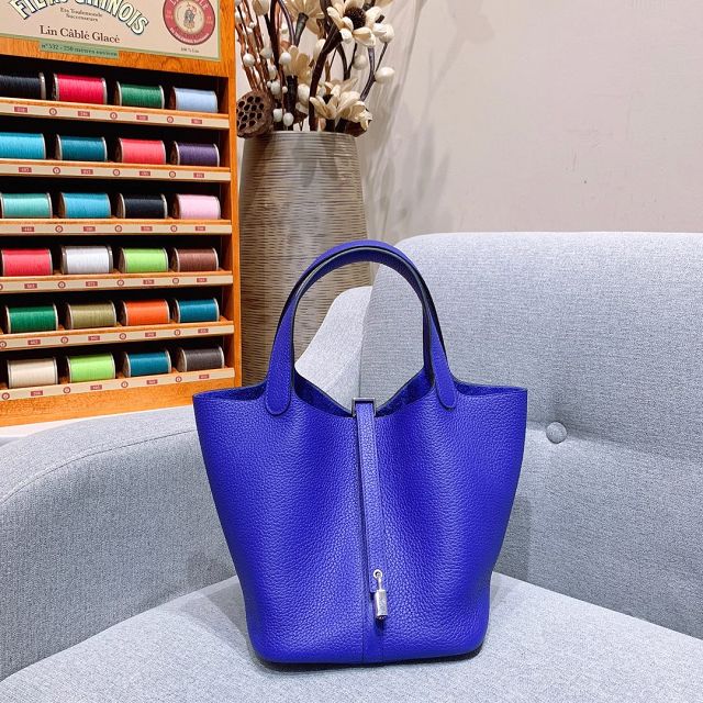 Hermes original togo leather picotin lock bag HP0022 electric blue