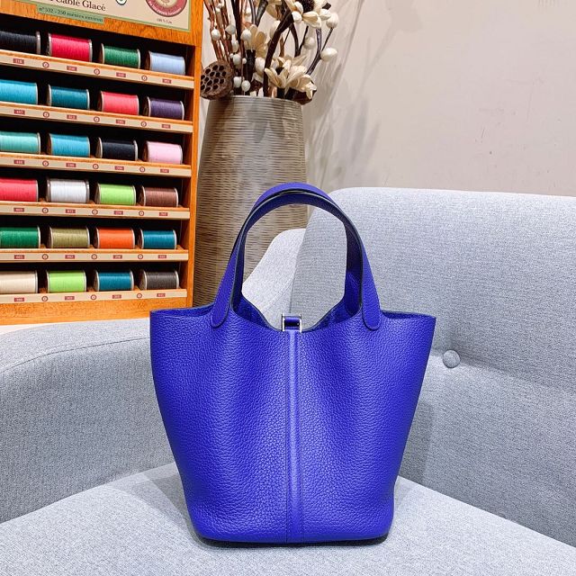 Hermes original togo leather small picotin lock bag HP0018 electric blue