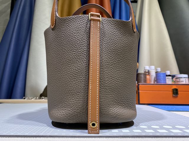 Hermes original togo leather picotin lock bag HP0022 etoupe grey