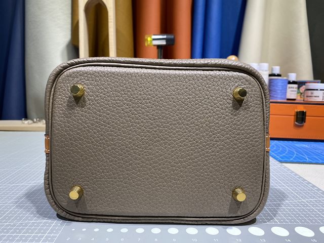 Hermes original togo leather small picotin lock bag HP0018 etoupe grey