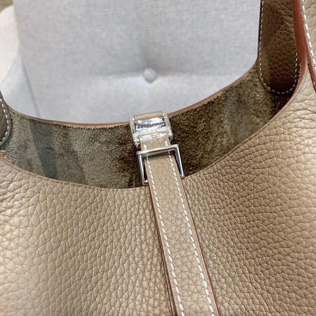Hermes original togo leather small picotin lock bag HP0018 etoupe grey