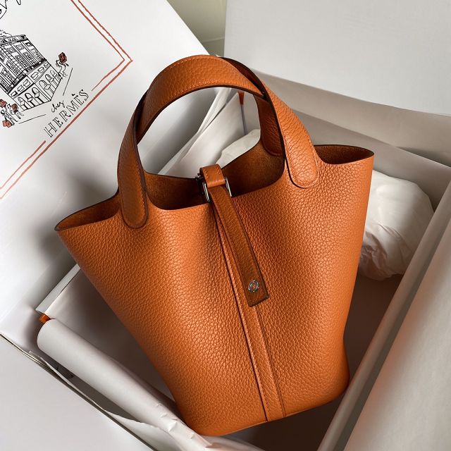 Hermes original togo leather picotin lock bag HP0022 orange
