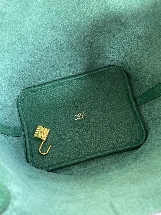 Hermes original togo leather small picotin lock bag HP0018 peacock green