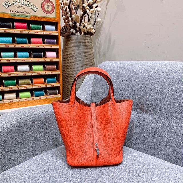 Hermes original togo leather small picotin lock bag HP0018 red