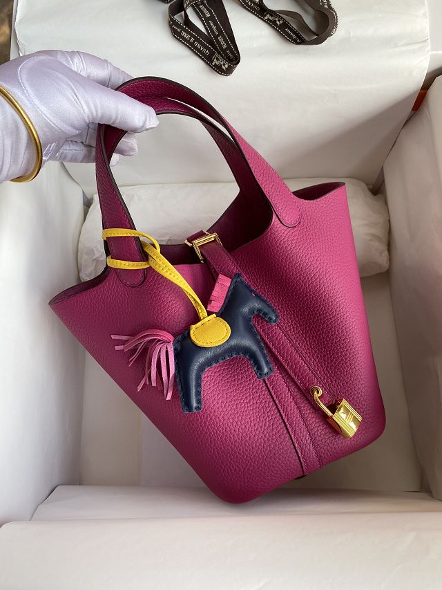 Hermes original togo leather picotin lock bag HP0022 rose purple