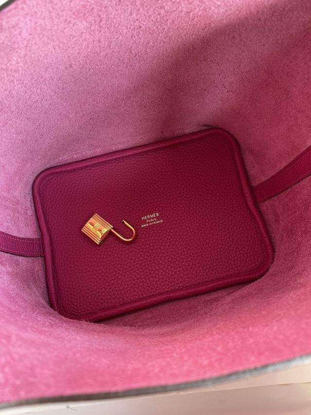 Hermes original togo leather picotin lock bag HP0022 rose purple