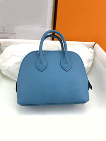 Hermes original chevre leather mini bolide bag H018 blue du nord