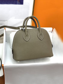 Hermes original chevre leather mini bolide bag H018 etoupe grey