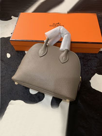Hermes original chevre leather mini bolide bag H018 gris ashpite
