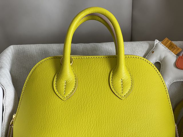 Hermes original chevre leather mini bolide bag H018 lemon yellow