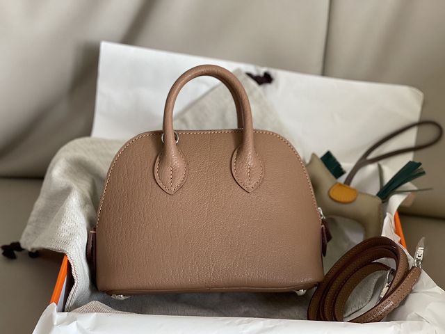 Hermes original chevre leather mini bolide bag H018 quebracho 