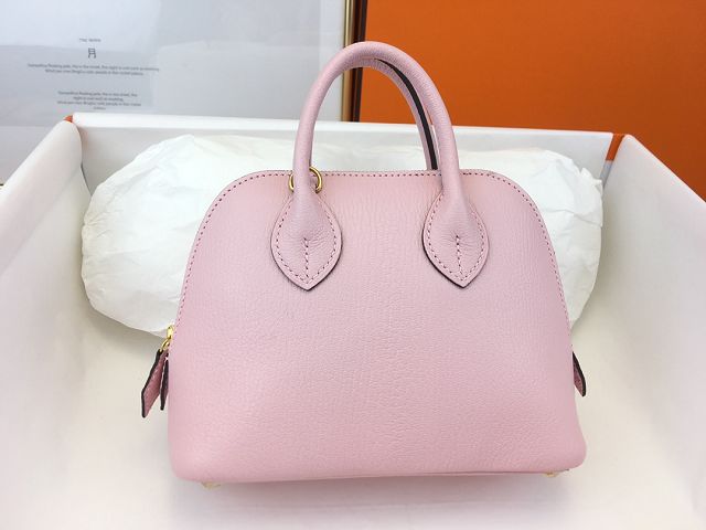 Hermes original chevre leather mini bolide bag H018 rose sakura