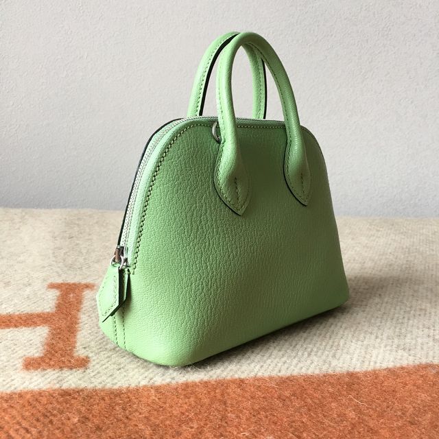 Hermes original chevre leather mini bolide bag H018 vert criquet