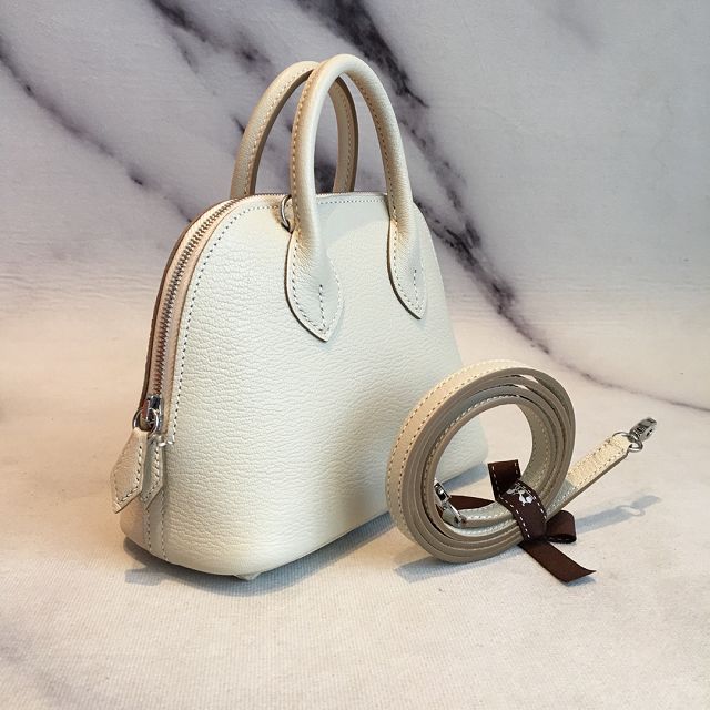 Hermes original chevre leather mini bolide bag H018 white