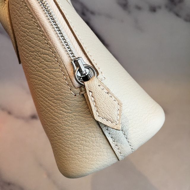 Hermes original chevre leather mini bolide bag H018 white