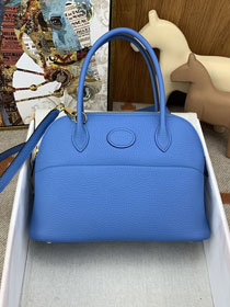 Hermes original togo leather small bolide 27 bag B027 blue paradise