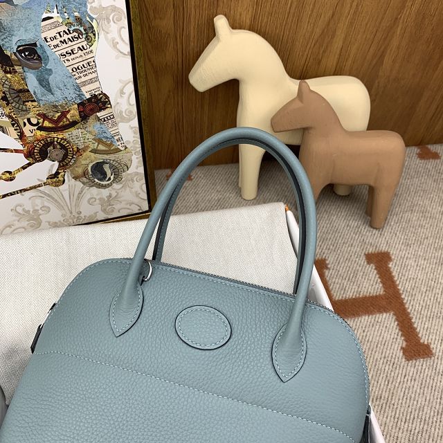 Hermes original togo leather small bolide 27 bag B027 ciel